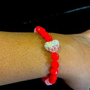 Gifted Heart Women’s Handcrafted Swarovski Crystal Red/Pink Bracelet